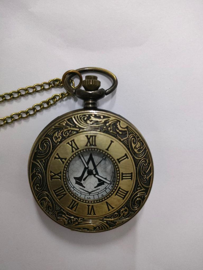 Large Gold Face Roman Numerals Bronze Pocket Watch 8046