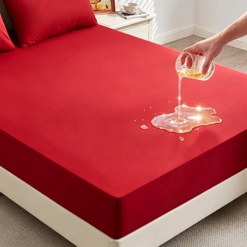 High Quality Fitted Sheet 100% Waterproof Microfiber Soft Touch Deep Pocket 25cm Wrinkle Free Anti-Slip Solid Color Twin/Full/Queen/King