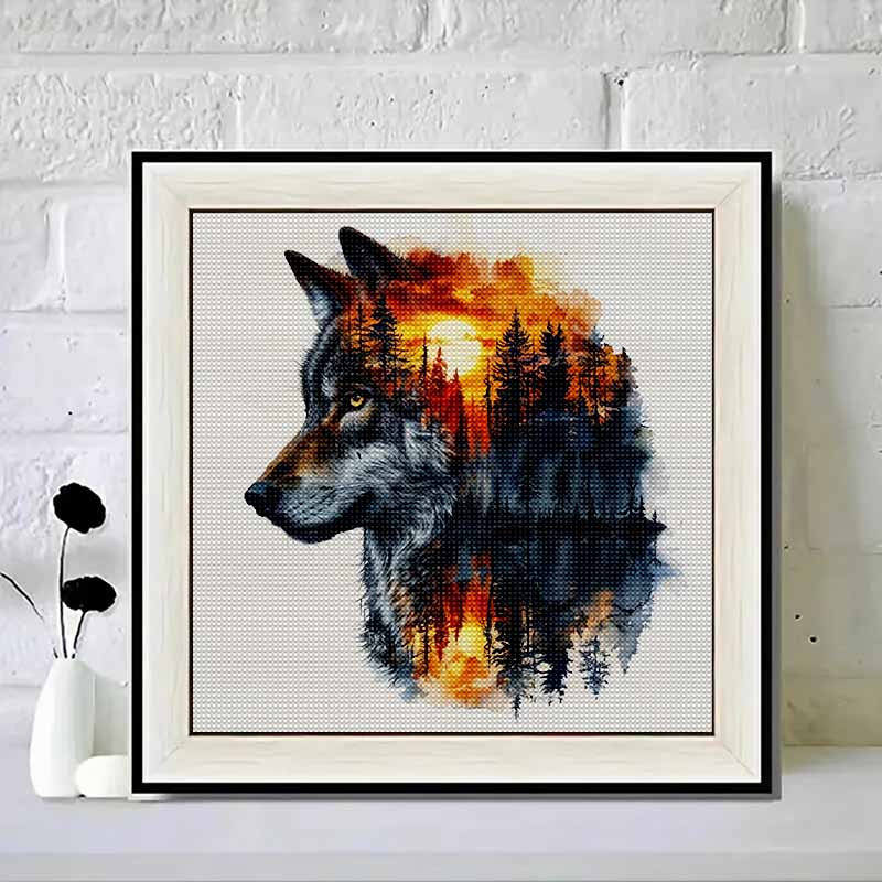 New Arrival 5D DIY Full Circle Diamond Painting "Wolf Shadow" Embroidery Cross Stitch Home Decor Gift