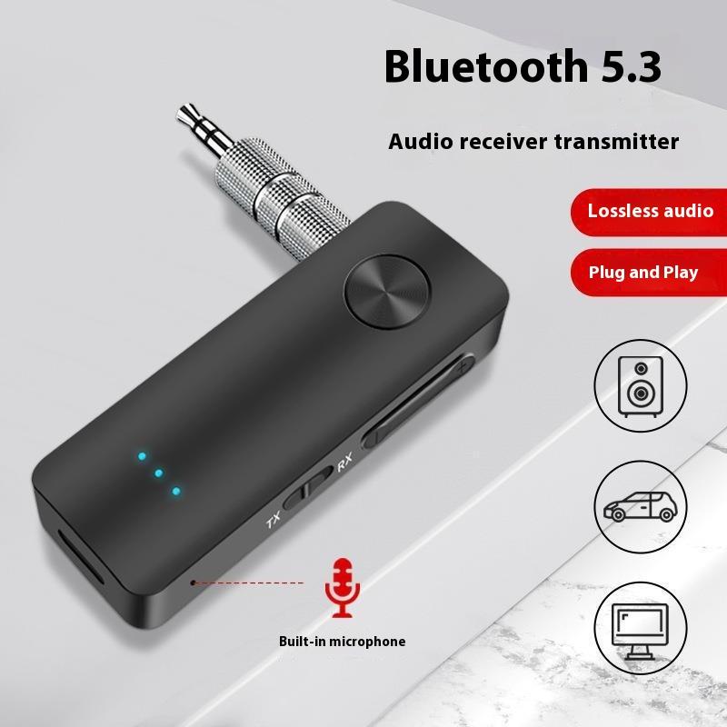 AUX Bluetooth 5.0 Adapter Bil Bluetooth Mottaker Sender 2-i-1 Trådløs Lyd