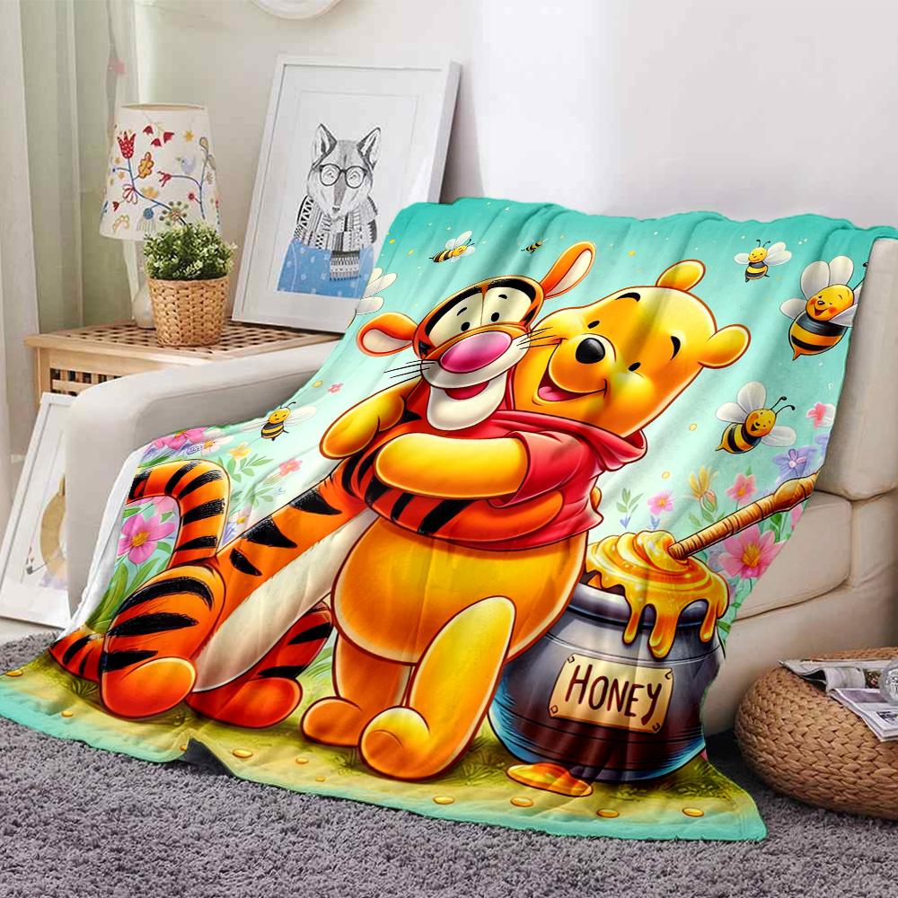 Piglet Winnie Pooh Honey Flannel Blanket Super Soft Warm Cozy Blanket For Sofa Bed Office Travel Allseason Home Decor Gift