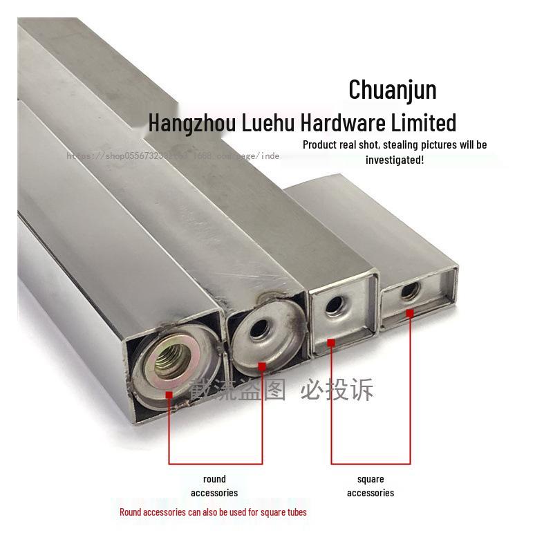 Stainless Steel Square Tube Connector with Threaded Hole for Storage Rack Assembly