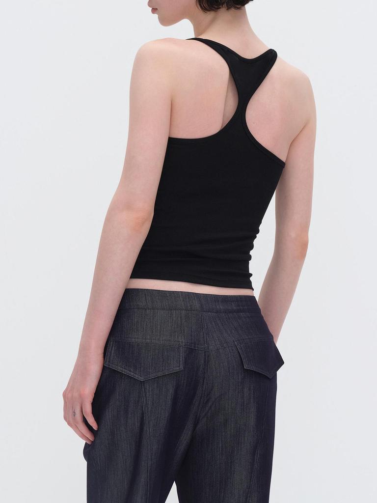 Women's Spaghetti Strap Tank Top - Black/White/Pink, Slim-Fit, Versatile Split Design