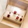 3Pcs/set Fashion Red Crystal Necklace Earrings Ring for Women Luxury Wedding Engagement Jewelry Shining Party Jewelry Gifts