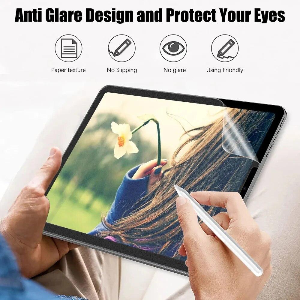 Protector de ecran de 3 bucăți cu senzație de hârtie pentru iPad a 10-a generație a 9-a 8 7 6 Air 5 4 Pro 11 12,9 10,5 9,7 Mini 5 6 13 2025 fără sticlă