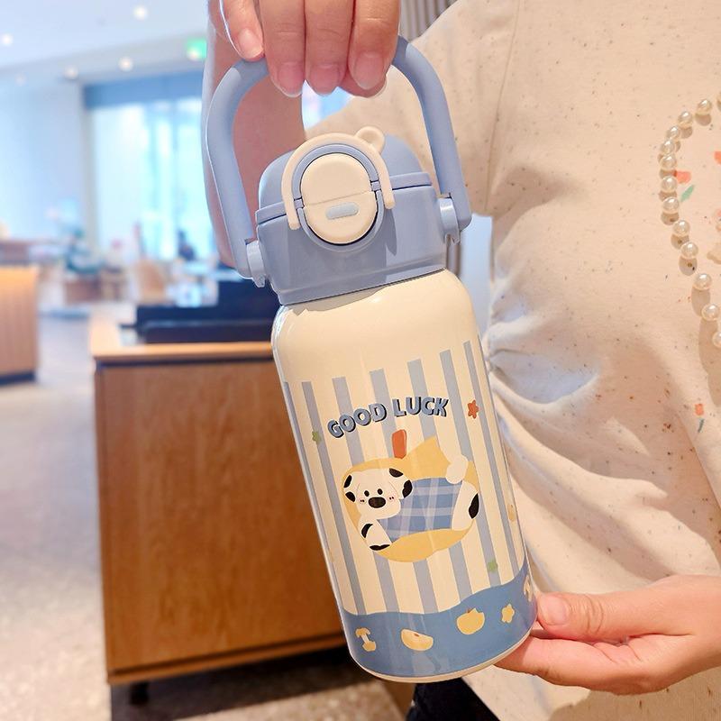 Söta Barntermosflaskor För Flickor Pojkar 316 Rostfritt Stål Dubbelt Drickstrå Isolerad Kopp För Skola Utomhus Termisk