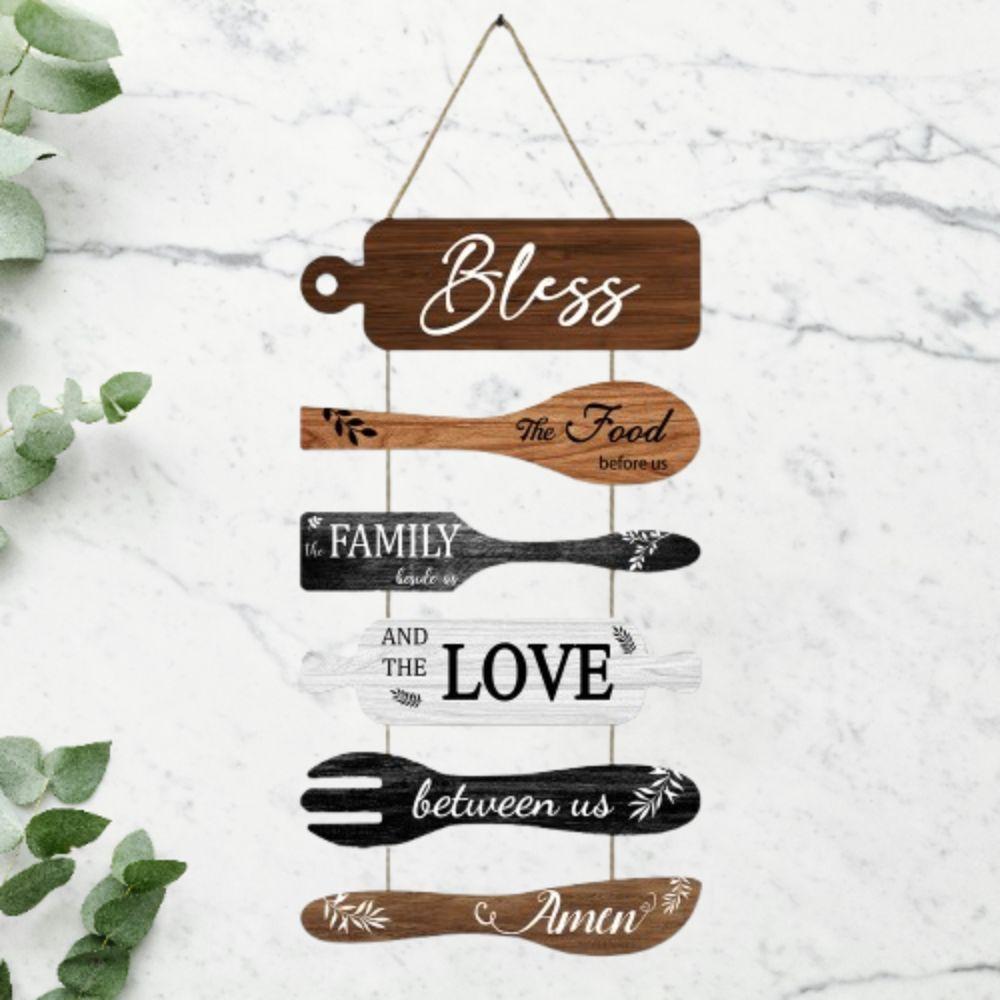 Bless The Food Before Us Wall Art Wooden Hanging Sign Large Wall Hanging Tag  Dining Room Bedroom