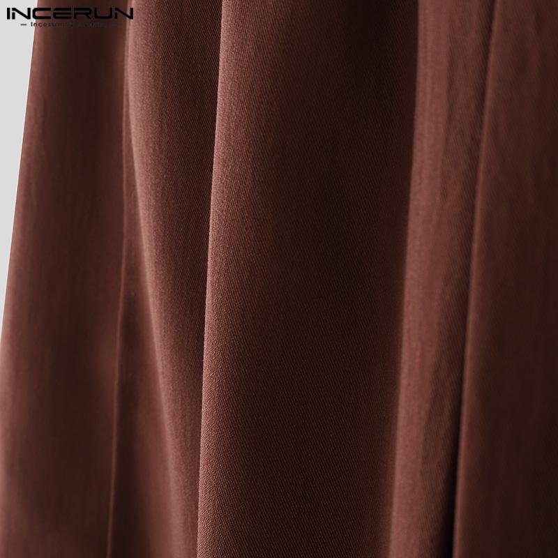 INCERUN Men Wrap High Elastic Waist Casual Loose Suit Pants Long Trousers