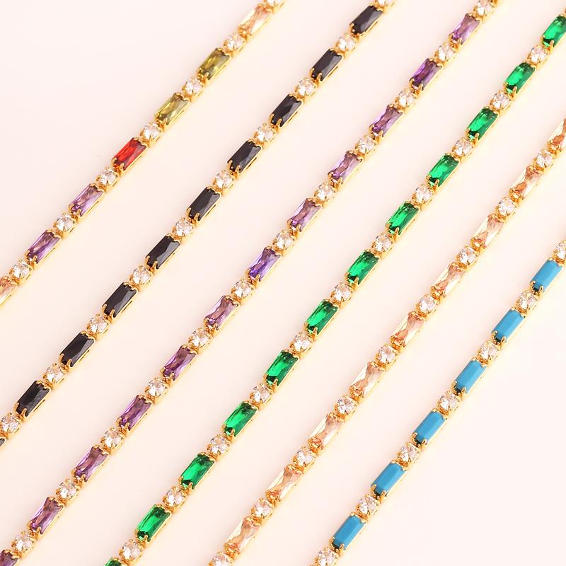 Luxury Rainbow Iced Out Zircon Tennis CZ Bracelet Women's Stretch Adjustable Bracelet Hippie Fashion Accessories Jewelry Gifts