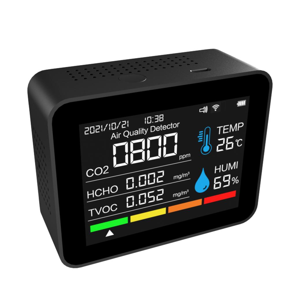 Inomhus   Kvalitetsskärm 12 Funktioner WiFi Termometer Hygrometer WiFi för   Smart App med 2,8  Färgdisplay Stöd för Larmfunktion CO2 Celsius