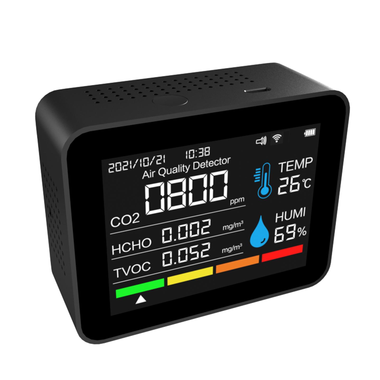 

Внутренний Качественный монитор 12 функций WiFi Термометр Гигрометр WiFi для Умного приложения с 2,8-дюймовым цветным дисплеем Поддержка функции будильника CO2 Цельсий
