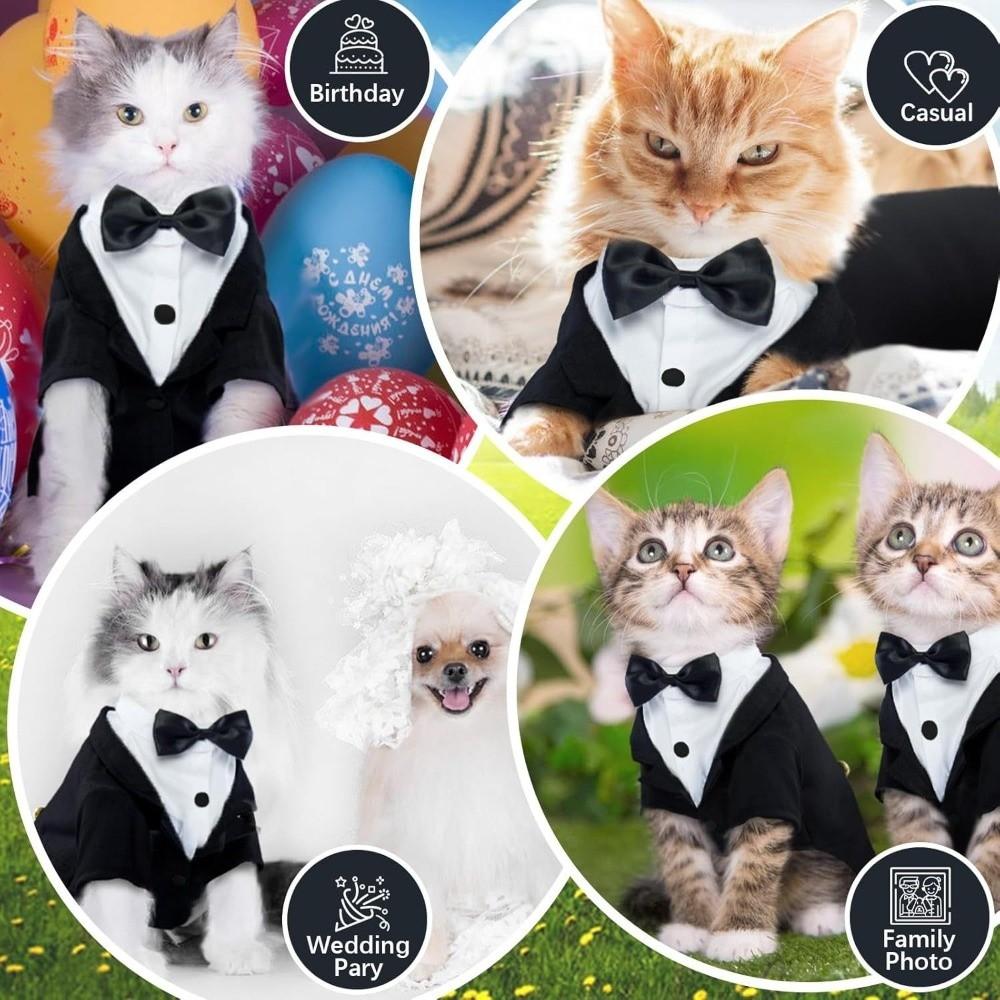 Wedding Dress with Tie Cat Birthday Tailcoat Clothes Formal Attire Small Pet Vest  Halloween