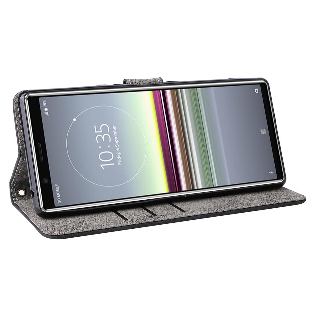 Dla Sony Xperia 5 Portfel Etui na Telefon Komórkowy Blokujące RFID Skóra PU Pokrowiec ze Stojakiem na Telefon