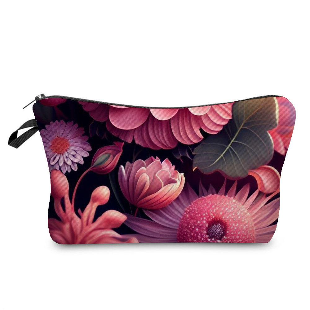 Women Flower Print Cosmetic Bag Toiletries Organize Travel Storage Case  6394 CLE