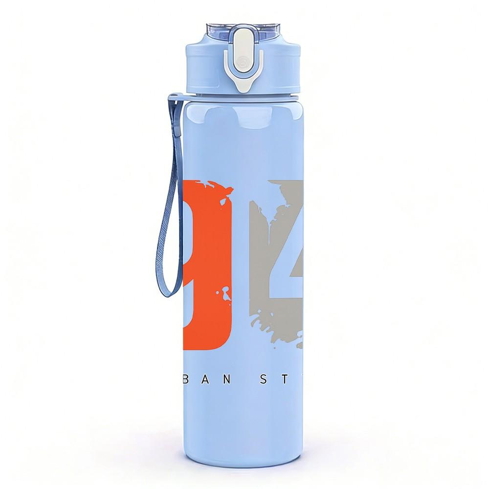 1PC 94 Urban Style Number Print 750ml Color Plastic Sports Water Bottle Leakproof Flip Straw Lid Suitable for Sports Office Home Use