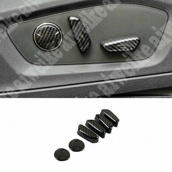 6x Carbon Fiber Seat Adjust Handle Button Cover Trim For Ford Explorer 2020-2024
