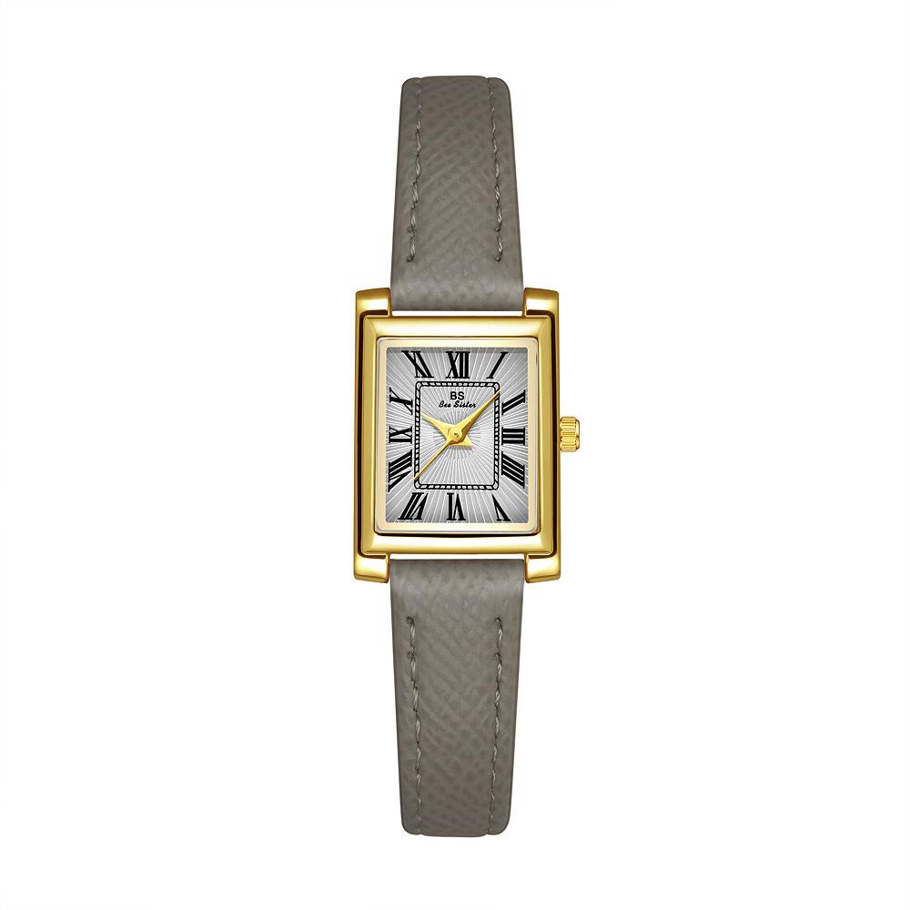 Light Luxury Square Dial Women's Watches Premium Elephant Grey Leather Strap Quartz Wristwatch Classic Temperament Ladies' Watch