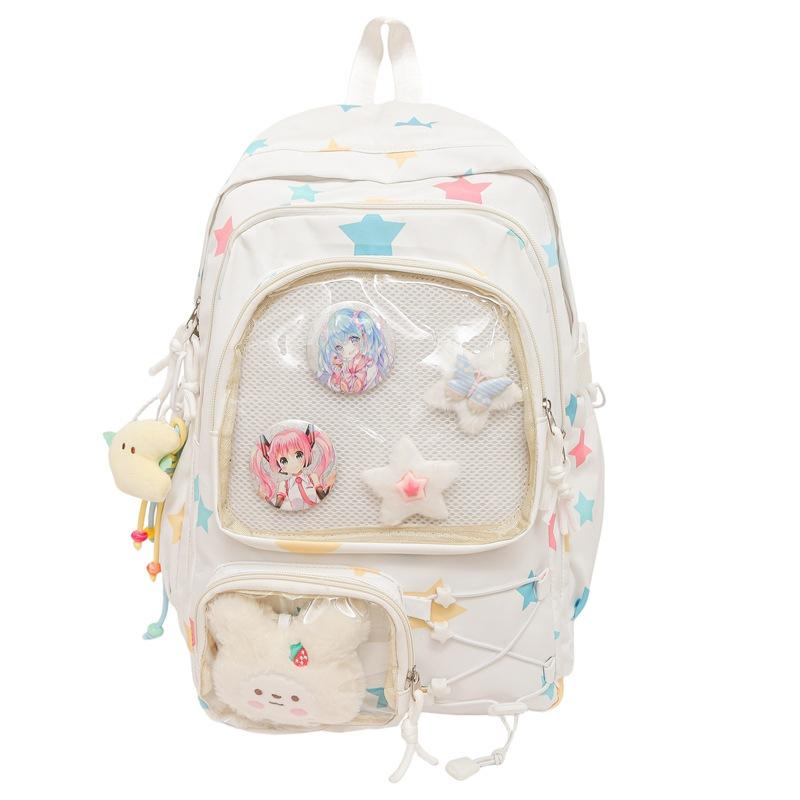 Schultasche hochwertige Schultasche weibliche Mittelschüler niedlich japanisch transparente Stange Schmerzbeutel großer Essensrucksack Schülerrucksack Trend