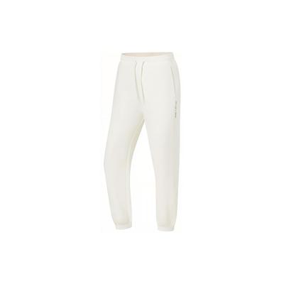 Li Ning Fitness Series Solid Color Tapered Knit Sports Pants Women Bottoms Off-White AKLTB18-2