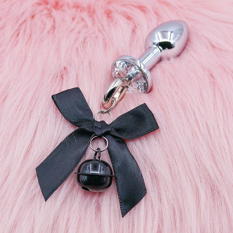 Bowknot Anal Plug & Nipple Clamps with Bells - Cute Flirting Set for Couples