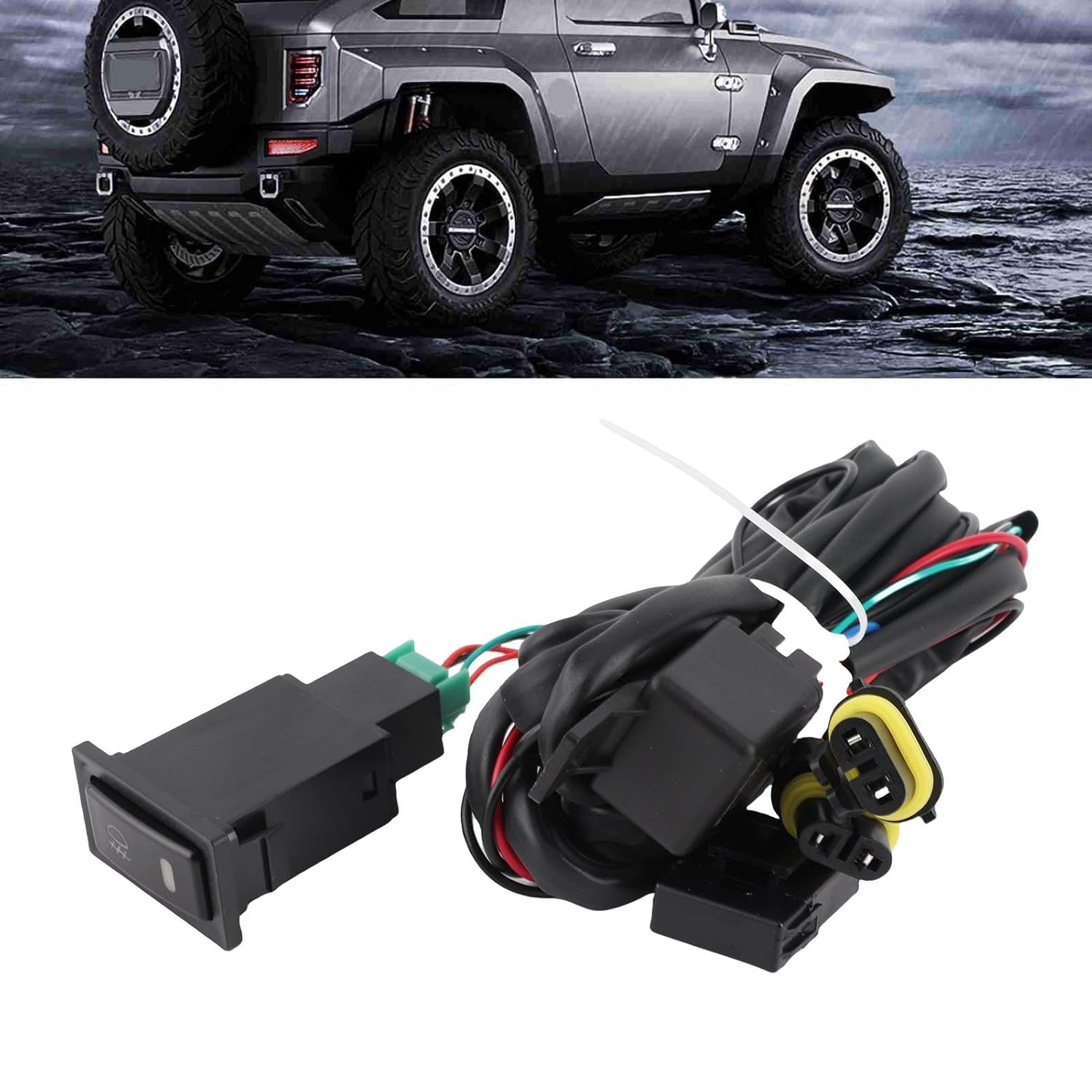 

12V 40A Universal LED Light Bar Wiring Harness, Car LED Fog Light On/Off Switch Wiring Harness Relay Kit Fit for Most Vehicle