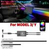 Für Tesla Model 3 Y Mittelkonsole Armaturenbrett Kabelloses Laden RGB Neon LED-Streifen Musikalischer Rhythmus USB-Strom App-Steuerung