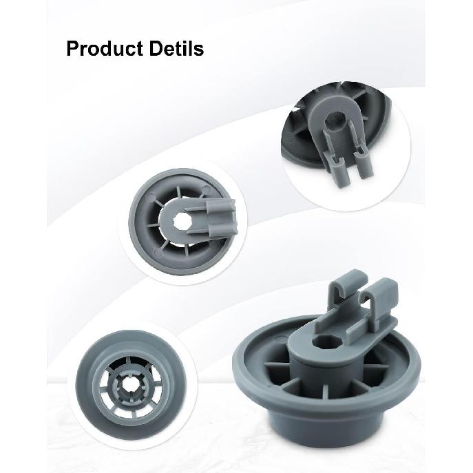 611475 Dishwasher Lower Dishrack Wheel Assembly - gray, Fit for Bosch Replace #bsh-00611475 1559847 AH3477735 AH8727387 4 Pack