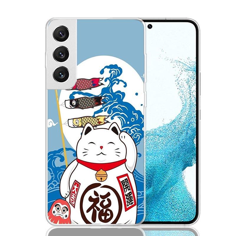 Lucky Cat Maneki Neko Japanese Phone Case For Samsung Galaxy S26 Ultra S23 S24 S25 Edge S20 FE S21 S22 Plus Soft Print Shell Cov