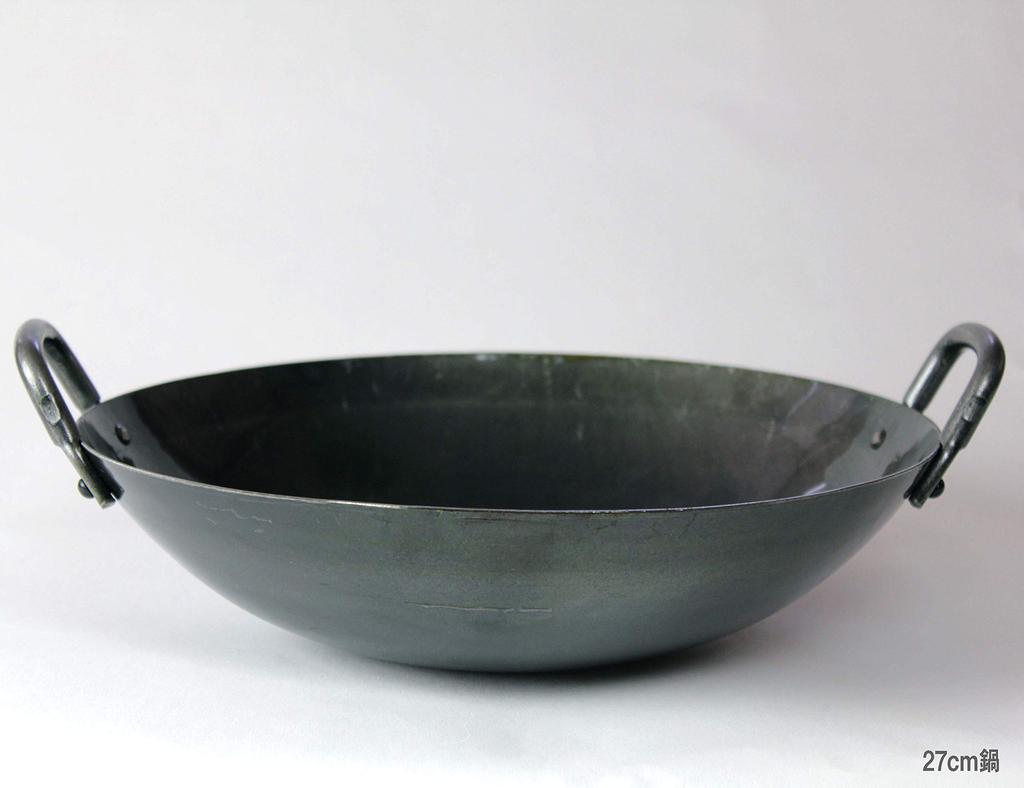 Manyo Wok, Black, 1.2 x 36 cm, Made in Japan, Iron, Hammered, Two-Handed, EX00241