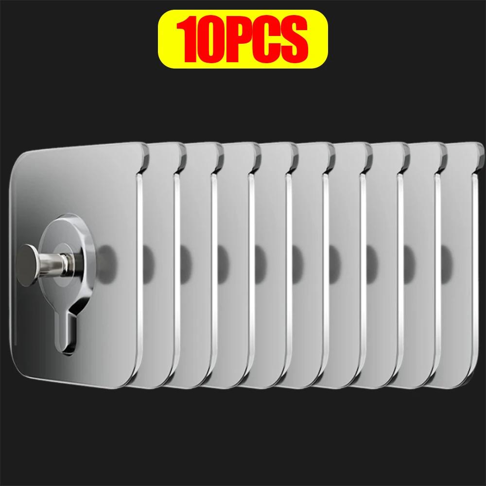 10/100Pcs Transparent Self-adhesive Wall Hooks Photo Frame Clock Screw Hook No Drilling No Nail Hanging Hangers Holder Organizer