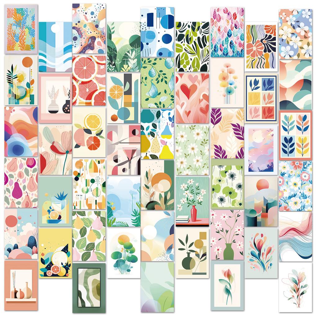 50 Leaves Small Fresh Decorative Card Art Painting Poster Background Wall Decoration Message Card
