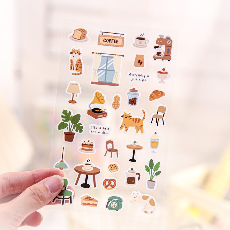 JIAMEI Slow Life Series Kawaii Ins Cartoon Small Pattern Die Cutting Stickers DIY Diary Scrapbook Aesthetic Stationery Stickers