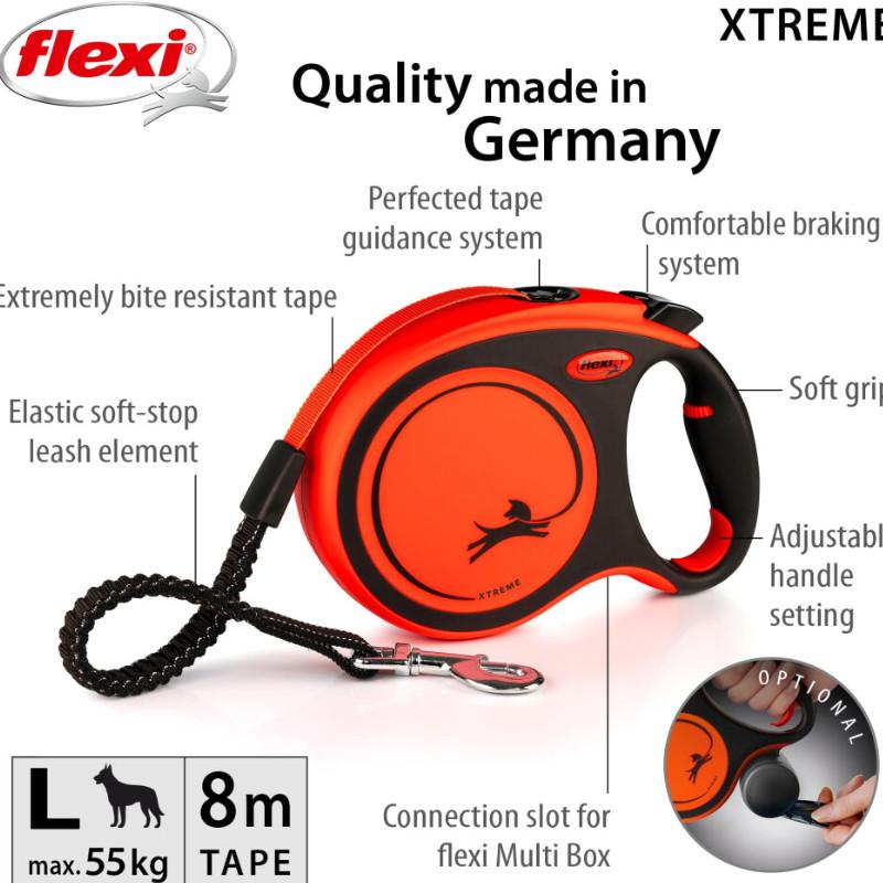 Flexi Orange Xtreme Retractable Pet Traction Cord For Dog Exercise And Play