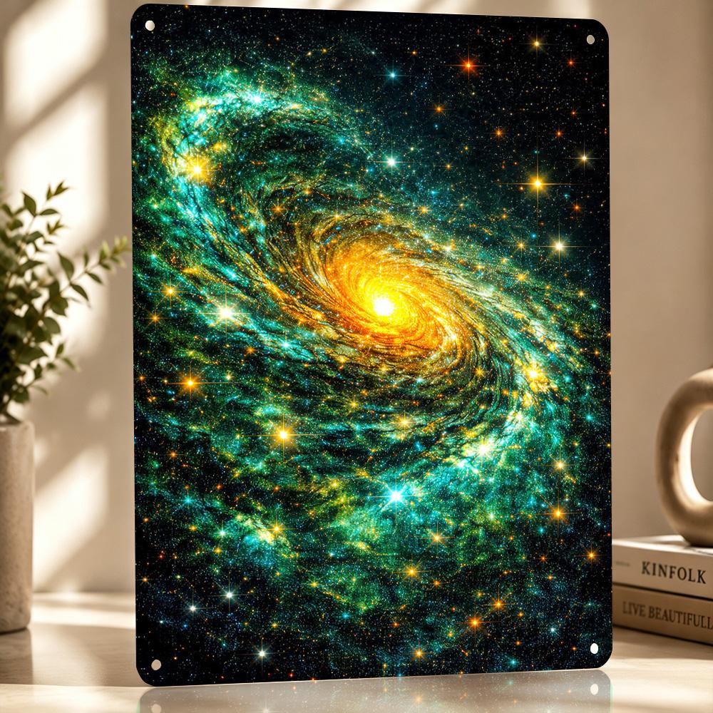 Vibrant Spiral Galaxy Personalized D Textured Metal Poster Wall Art Vintage Tin Signs for Home Decor Accessories Room Ornaments