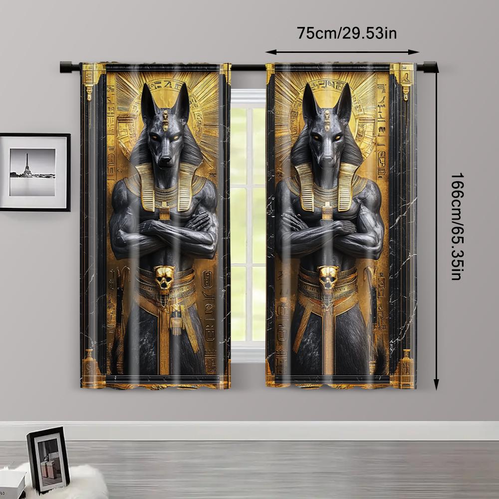 2pcs   Curtains&Window Treatment Inspired by Egypt Anubis Machine Washable (without Rod) Stuff Clearance for Bedroom   Living