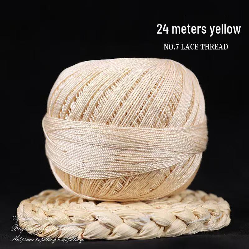 No. 7 Pure Cotton Silk Lace Yarn – Hand-Knitted, Strong Twist, Soft Half-Sleeve Crochet Yarn