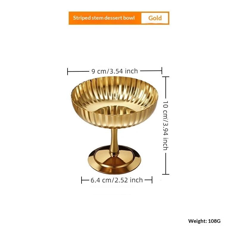 Stainless Steel Salad Cup Food Grade Ice Cream Cup Goblet Retro Dessert Bowl Fruit Yogurt Snack Bowl Household Kitchen Tools