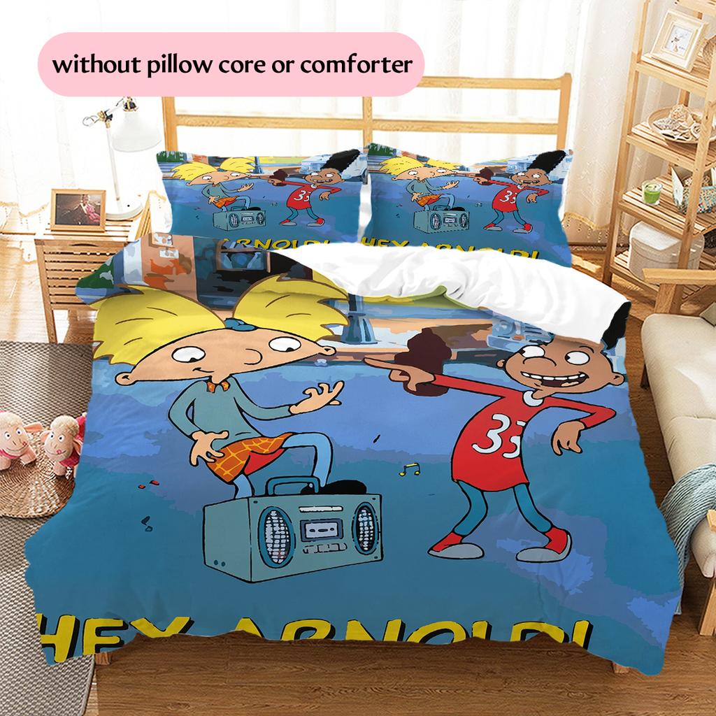Hey Arnold Pattern Bedding Home Decoration Birthday Gift (1 * duvet cover + 2 * pillowcase, without core)