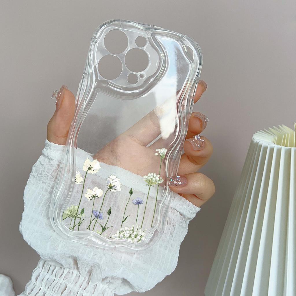 N93 Peony Soft Wavy Phone Cases for iPhone 14 Pro Max 13 Mini 15 Plus XR 7 8 6 XS Max 12 11 Protective Bumper Cover
