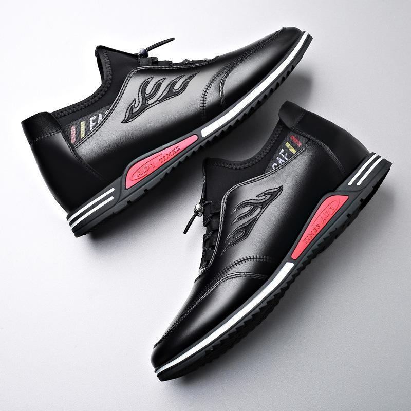 2025 Autumn New Youth Casual Leather Shoes Men's New Inner Height Increase of 6cm Fashion Casual Shoes Foot Lazy Shoes