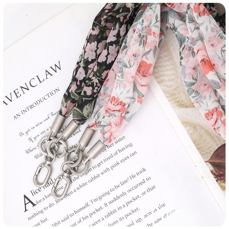 Ins Floral Phone Crossbody Strap Detachable Long Phone Case Lanyard Cute Fabric Shoulder Wrist Chain Mobile Phone Camera Pendant