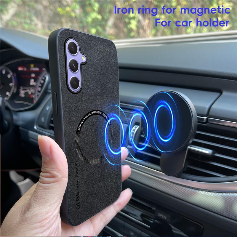 Magnetic Retro Leather Soft Case For Samsung Galaxy A55 A15 A25 A35 Wireless Charging Phone Case Cover