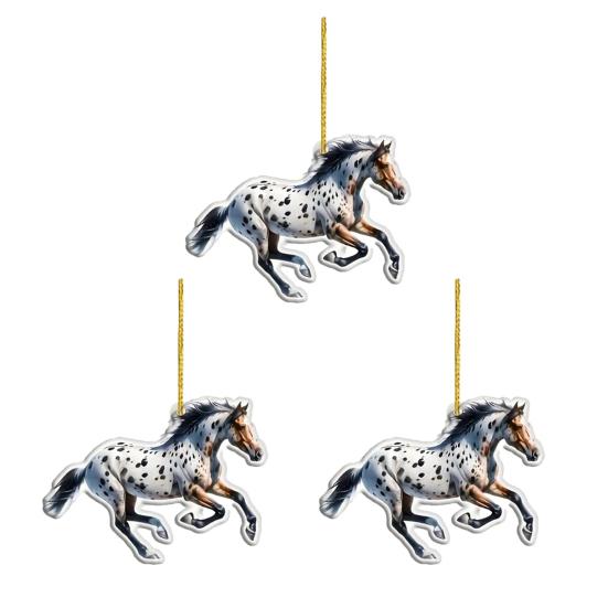 Yousheng 2D Horse Car Rear View Mirror Charm Acrylic Christmas Tree Hanging Pendant Auto Mirror Accessories for Women Girls