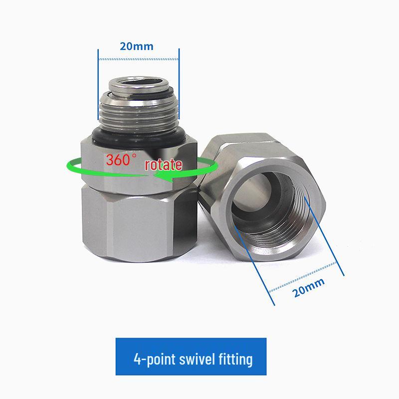 Złącze obrotowe 360° ze stali nierdzewnej i aluminium, pasuje do rur olejowych 1/2", 3/4", 1"