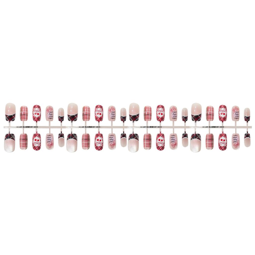 New Chinese Style Gradient Cartoon Short Square Wearable False Nails