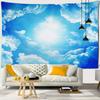 Landscape Tapestry Wall Hanging Sunny Scenery Blue Sky Love Heart Cloud Pigeon Beach Wall Tapestry Backdrop Wall Cloth Tapestry