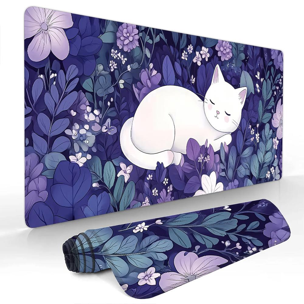 Anime Cat and Koi Fish Mouse Pad Desk Mat Large Computer Office Carpet xxl mousepad Gamer gaming pc accessories Keyboard Rug