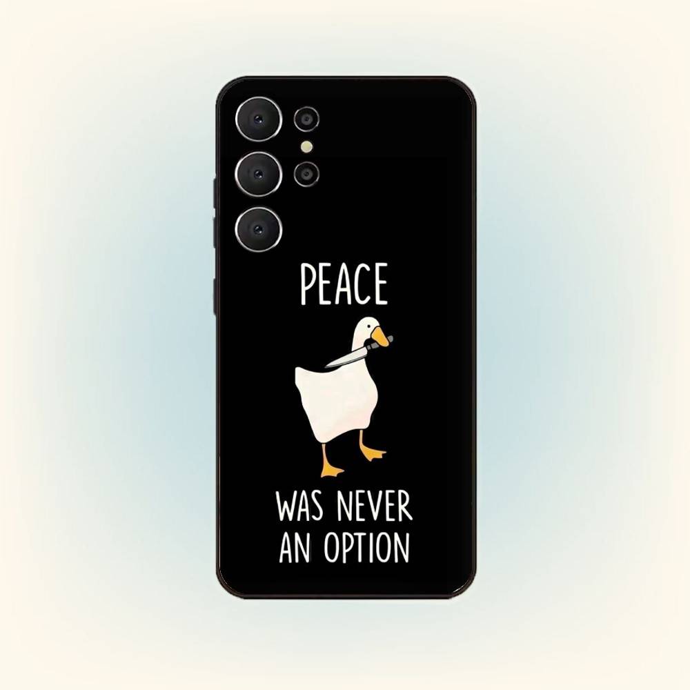 Cute Goose Cartoon Phone Case For Samsung S26,S25,24,23,22,30,21,10,9,Ultra,Plus,Lite,FE Soft Black Case Samsung S24