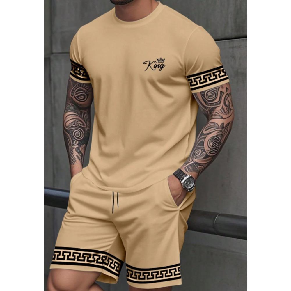 Summer Men's Printed Sports Suit KING Series Fashion Trend Breathable Versatile