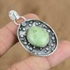 Pendentif en Pierre Précieuse Chrysoprase Brésilienne Naturelle Vert Argent Sterling 925 Bijou
